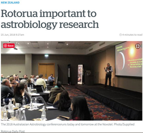 Rotorua important to astrobiology research – NZAN in New Zealand Herald